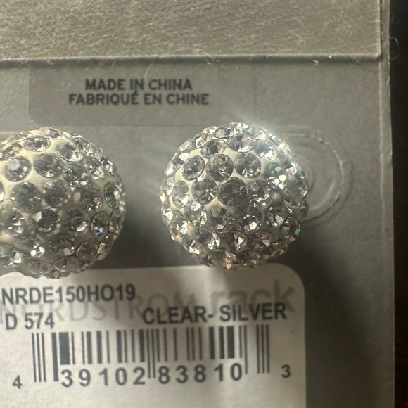 Sparkling Bling Ball Stud Earrings, Double Sides Front/Back Push back - Picture 3 of 4